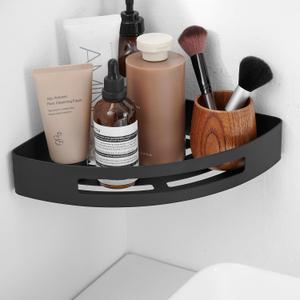 BWE Corner Shower Shelf(1 Pack),Rustproof Stainless Steel Shower Caddy,Wall Mount Bathroom Shower Organizer,Black Shower Shelves for Inside Shower,Drilling Installation (One Tier)