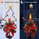 MAGGIFT 32 Inches Solar Christmas Decorations Outdoor LED Solar Powered Candle Xmas Pathway Lights, Metal Garden Stakes Lawn Yard Ornament, Set of 2