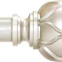 Champagne Gold Curtain Rod for Windows 28 to 48 Inches(2.3-4ft), 1" Diameter Heavy-Duty Adjustable Decorative Curtain Rod with Striped Twisted Finials - for Living Room Bedroom (Modern Home Decor)