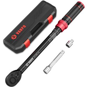VANPO 1/2-inch Drive Click Torque Wrench,10-170 Ft-Lb/13.6-230.5 Nm,Adjustable Torque Wrench Set with 1/2" to 3/8" Adapter,125mm Extension Bar,72 Tooth, Dual-Direction Torque Wrench for Motorcycle,Car VANPO 1/2-inch Drive Click Torque Wrench,10-170 Ft-Lb/13.6-230.5 Nm,Adjustable Torque Wrench Set with 1/2" to 3/8" Adapter,125mm Extension Bar,72 Tooth, Dual-Direction Torque Wrench for Motorcycle,Car
