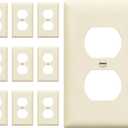 ENERLITES Duplex Receptacle Outlet Wall Plate, Size 1-Gang 4.50" x 2.76", Unbreakable Polycarbonate Thermoplastic, UL Listed, 8821-LA-10PCS, Light Almond (10 Pack)
