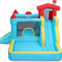 Outfunny Inflatable Bounce House, Kids Bouncy House for Boys 3-12 with Slide, Outdoor & Indoor, 450W Blower - Sky Blue, Large