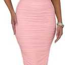 BEAGIMEG Women's Sexy Ruched Sleeveless Deep V Elegant Cocktail Evening Party Maxi Dress M