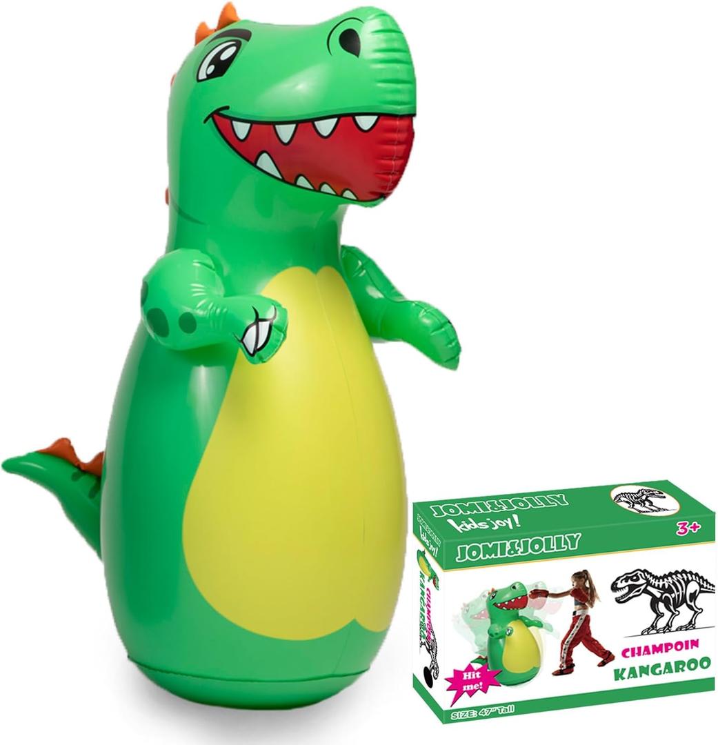 Inflatable Dino Punching Bag for Kids Durable Bop Bag Toy for Kid with Instant Bounce Back, Dinosaur Toys for Kids 35, 57, Great for Boys and Girls (47” Tall)