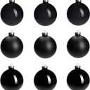 Black Glass Christmas Ball Ornaments for Xmas Trees, 3.15 Christmas Hanging Ornaments Set of 9 for Holiday Party Xmas Tree Decorations Gifts