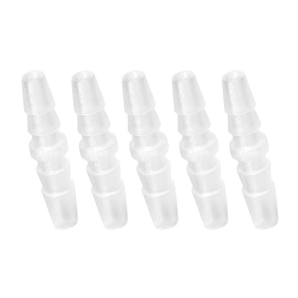 Quickun Plastic Hose Barb Fitting, 1/4" x 1/4" Barbed Splicer Mender Joint Adapter Union Fitting (Pack of 5)