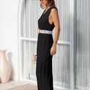 Fisoew Women Summer Sleeveless Maxi Dress Scoop Neck Ribbed Knit Tank Dress (Black)