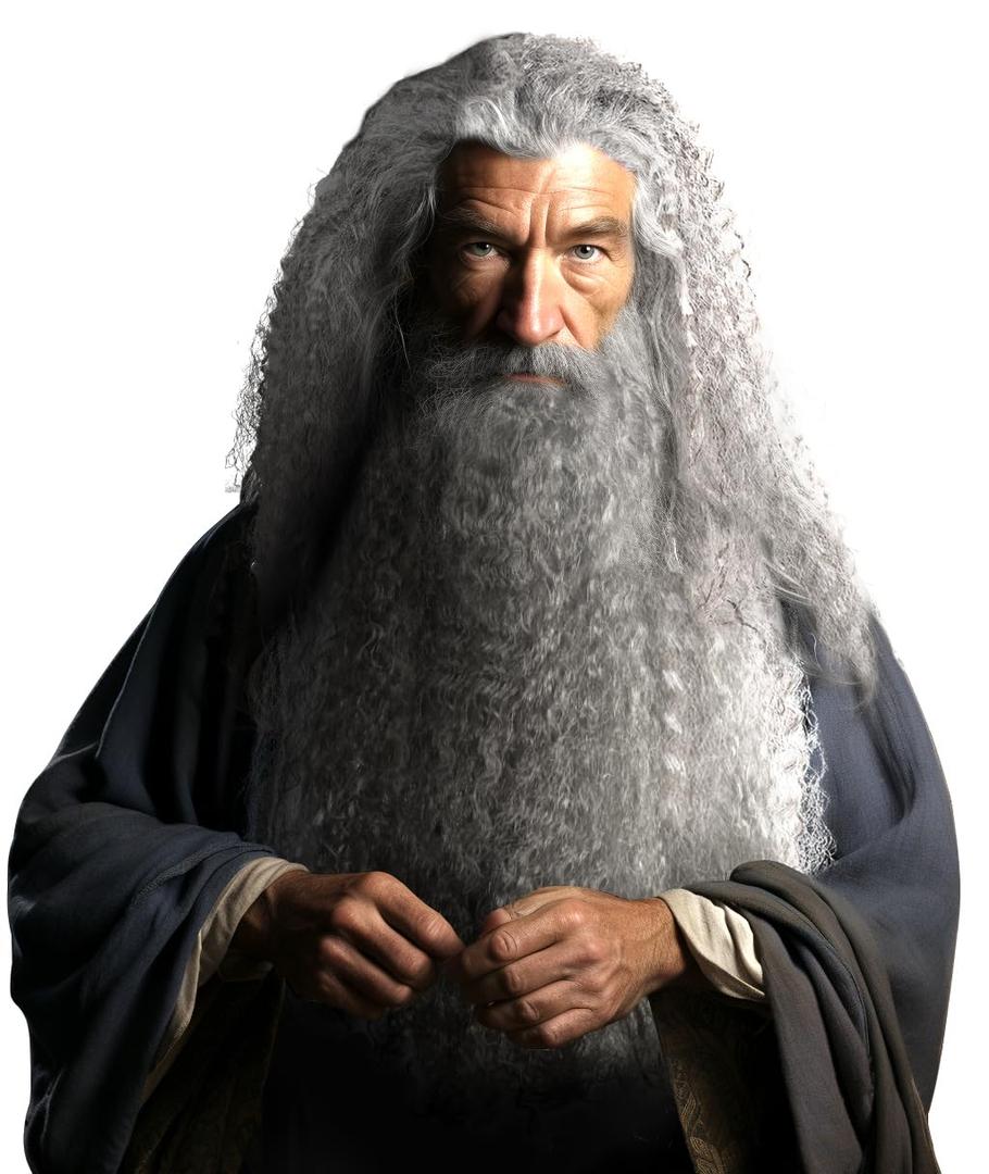 HOMELEX Grey Wizard Beard And Wig - Halloween Funny Father Time Costume Accessory for Adults