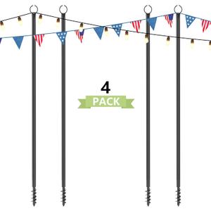 4 Pack String Light Poles for Outside, 10.5 Ft Outdoor String Light Poles for String Lights, Backyard Patio Light Poles for Bistro Party Wedding, Metal Pole for Outdoor String Lights