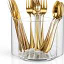 360 Rotating Acrylic Utensil Caddy, Silverware Caddy Countertop, Flatware Cutlery Holder with 4 Compartment