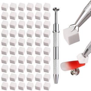 Fcozpjk Soft Sponges with Grabbing Pen for Ombre and Aura Nail Art with Brush, Professional Manicure Nail Art Tools Accessories Supplies, 100 Pieces