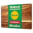 Riveira Walnut Wood Cutting Board – Gourmet Black Walnut Grandeur: 20 x 14 Wooden Cutting Board – Wooden Cutting Boards For Kitchen Decorative – Innovative Juice Grooves Walnut Wooden Chopping Board
