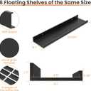 upsimples Floating Shelves for Wall, 23.6 Inch Shelves for Decor Storage Set of 6, Wall Mounted Wood Shelf for Bedroom, Living Room, Bathroom, Kitchen, Long Picture Ledge Shelves, Black