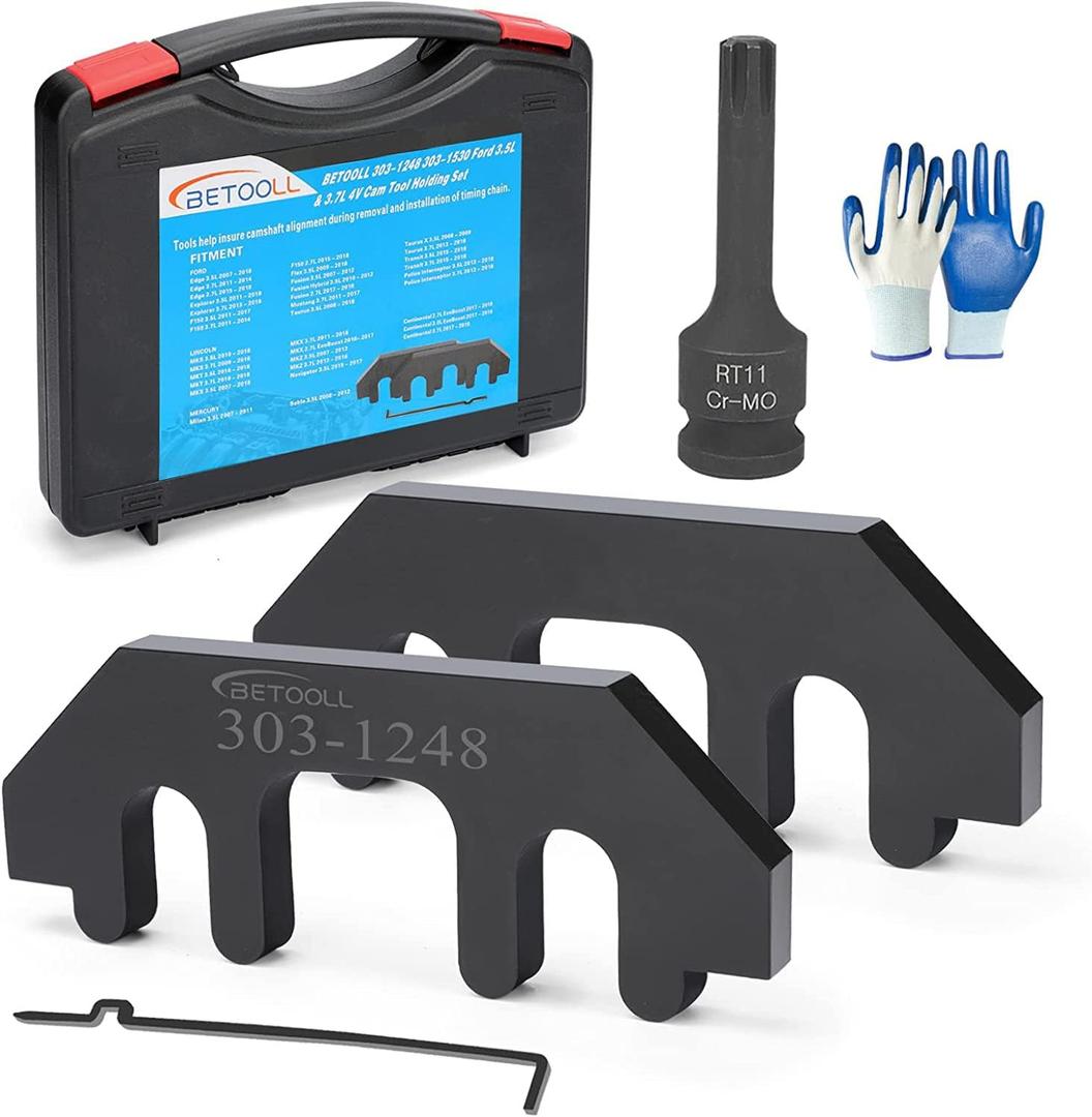 BETOOLL Camshaft Holding Tool - Timing Tool Kit - Timing Alignment Holder Tool Compatible with 303-1248 303-1530 Ford 3.5L & 3.7L 4V, with Cylinder Head Screw Removal Socket