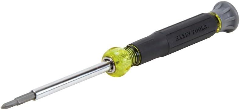 Klein Tools 32581 4-in-1 Electronics Screwdriver Set with 2 Slotted, 2 Phillips Precision Machined Bits, Ideal for Terminal Blocks