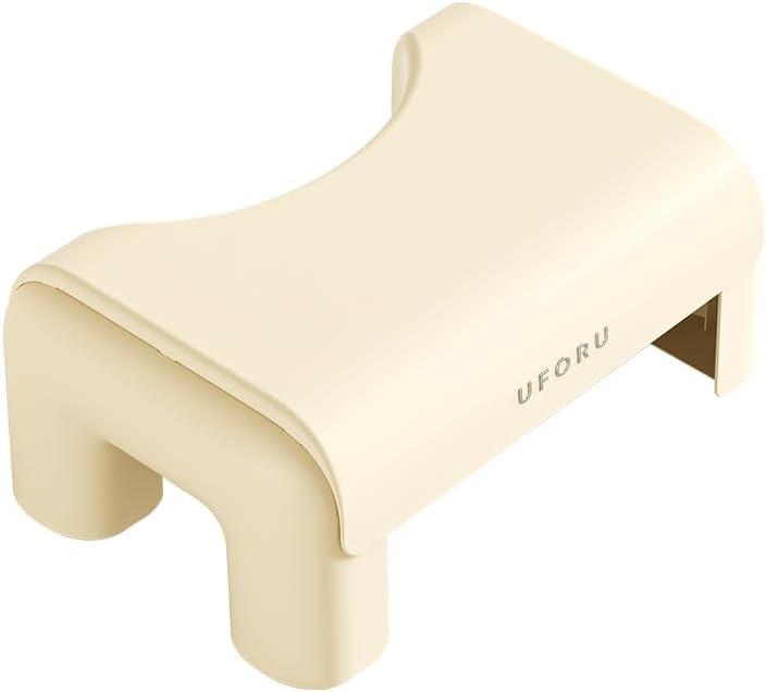 Toilet Squatting Stool,6.5 Inch Bathroom Foot Riser,Portable Step Stool For Adults(Cream White)