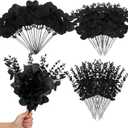 Giegxin 90 Pcs 3 Kinds Mixed Artificial Eucalyptus Leaves Stems Bulk Silver Dollar Leaves Picks Dried Eucalyptus Bundle Faux Spray for Wedding Vase Bouquet Floral Arrangement (Black)