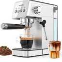 Espresso Machine with Steam Milk Frother, Adjustable Espresso Machine 20 Bar, Compact Espresso Maker for Latte & Cappuccino,Detachable Water Tank/Drip Tray