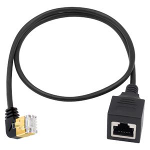 Duttek Cat8 90 Degree Ethernet Extension Cable, Extreme Thin Left Angled RJ45 Male to Female Network Cable, 40Gbps 2000Mhz High Speed for Computer Servers, Routers, Switch Boxes ect.1.65FT/50CM