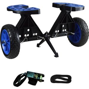 Kayak Cart, Sit-On-Top Kayak Cart Dolly Drainage Kayak Trolley with All Terrain Airless Wheels for Scupper Holes Plug-in Kayaks