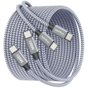 etguuds 100W USB C Cable 10ft, 2-Pack USB C to USB C Cable 100 Watt Fast Charging Type C Charger Cord for MacBook/iPad USBC, iPhone 17 16 15 Pro Max/Plus, Samsung Galaxy S26 S25 S24 Pixel 10 10a 9a 9 (Gray)