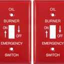 [2 Pack] BESTTEN 1-Gang Red, Emergency Oil Shut-Off Toggle Switch Metal Wall Plate, Standard Size, Code Compliant