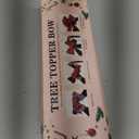 Christmas Tree Topper Bow Flower, Glitter Mesh Ribbon Patterns and Cute Flower Design, 50 X 12 Inch Christmas Decor Handmade Bow for Home, Wedding, Birthday Party, Holiday Decor (Champagne Gold)