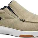 OrthoComfoot Men's Orthopedic Comfortable Slip-On Shoes with Arch Support, Orthotic Loafers for Plantar Fasciitis, Canvas Leisure Vintage Flat Walking Shoes for Foot and Heel Pain Relief (10.5, W3a-khaki( Built-in Fleece Lining ))