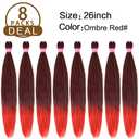 AQINBEL Braiding Hair 26 Inches 8 Bundles/Packs Crochet Twist Pre Stretched Braiding Hair for Braids Yaki Straight Texture Ombre Braiding Hair Extensions for Women(Black/Red)