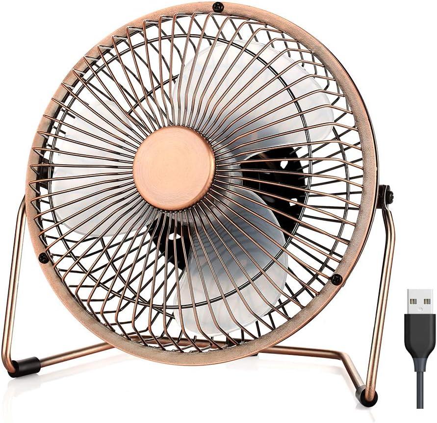 EasyAcc 6 Inch USB Desk Fan, 360°Rotation Small and Quiet,Powerful Portable Strong Airflow,Mini Metal Personal Cooling Fan with 2 Speed for Home Office,Bronze(USB POWERED ONLY) EasyAcc 6 Inch USB Desk Fan, 360°Rotation Small and Quiet,Powerful Portable Strong Airflow,Mini Metal Personal Cooling Fan with 2 Speed for Home Office,Bronze(USB POWERED ONLY)