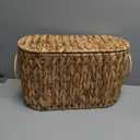 Coeusy Toilet Paper Basket with Lid,Wicker Basket for Bathroom Organizers and Storage,Holds Up to 6 Mega Rolls, Decorative Hand-Woven Rattan Bathroom Decor Accessories,Natural Water Hyacinth