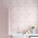 Dimoon Pink Peel and Stick Wallpaper Boho Pink White Contact Paper 17.3" X 394" Floral Leaf Textured Wallpaper Renter Friendly Removable Self Adhesive Wall Paper for Bathroom Bedroom Cabinets Vinyl