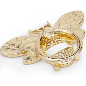 Allengel Bee Phone Ring Holder Finger Kickstand with Crystal, Cute Phone Ring Grip Holder for iPhone or Smartphone Cases, Gold White
