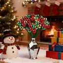 YIYA 18 PCS Christmas Tree Picks Ornaments 3 Color Red Green Gold Xmas Decor on Wired Stems Shatterproof Xmas Ball Picks Branches for Tree Vase Wreath Garland Indoor Outdoor Garden Holiday Party Decor