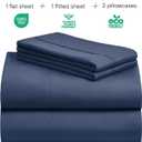 LuxClub 4 PC Full Sheet Set, Breathable Luxury Bed Sheets, Deep Pockets 18" Wrinkle Free Cooling Bed Sheets Machine Washable Hotel Bedding Silky Soft - Navy Full