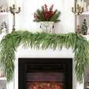 Christmas Norfolk Pine Garlands - 9Ft Real Touch Artificial Faux Winter Dense Greenery Garland for Table Mantle Fireplace Wall Window Wreath Xmas Indoor Outdoor Holiday Decoration