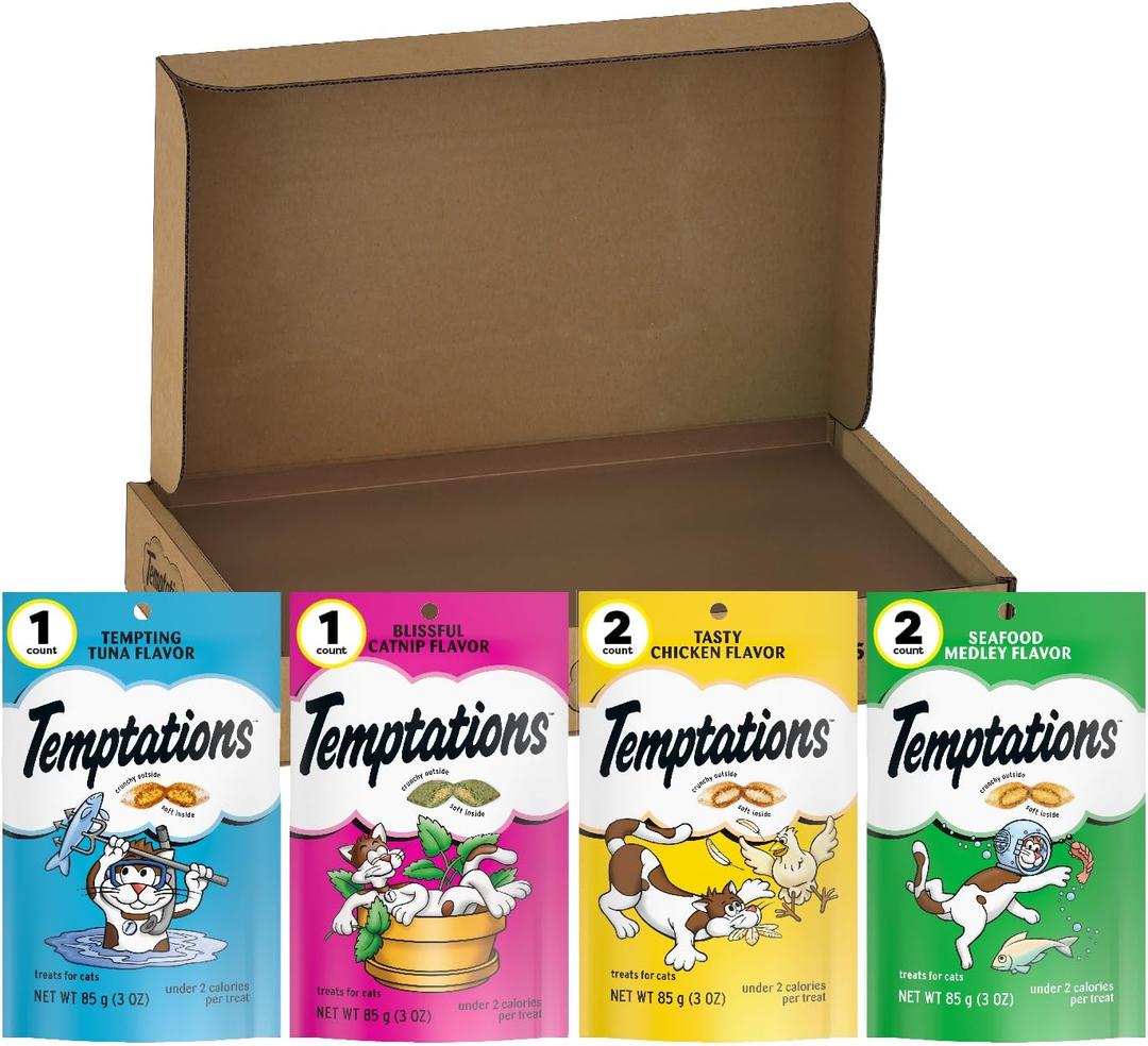 Temptations Classic Crunchy and Soft Cat Treats Feline Favorites Variety Pack, 3 oz. Pouches (Pack of 6), BBD 11/2026