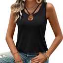 KILISU 2 Pack Womens Tank Tops Summer Tank Tops for 2026 Cut Out Ring Keyhole Neck Sleeveless Fashion Cute Tee Shirts Clothes, L