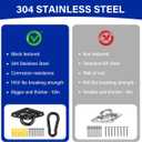 Upgraded Stainless Steel Hooks, 1800lb Heavy Duty Hammock Hanging Kit with Snap Hooks & Screws for Wall, Ceiling Mount (Indoor/Outdoor)