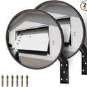 CNQLIS 8 Inch Convex Mirror Outdoor with Adjustable Wall Fixing Bracket, Blindspot Traffic Mirror for Driveway Garage Park Outdoor Wide Angle View Curved Security Blind Spot Mirrors 1 Pack