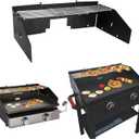 Adjustable Wind Screen and Griddle Warming Rack Set Fit for Griddle from 22" to 28" Without Hood, Wind Guard Griddle Accessories for Blackstone 22, 28 and Other Griddle with Rear Grease
