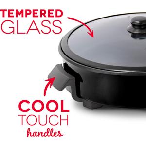 Dash Family Size Electric Skillet with 14 inch Nonstick Surface + Recipe Book for Pizza, Burgers, Cookies, Fajitas, Breakfast & More, 20 Cup Capacity, 1400-Watt - Black