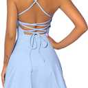 QINSEN Womens Two Pieces Tennis Dress with Shorts Workout Open Back Active Golf Dresses (Medium, Blue)