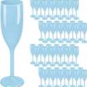 23 x 48 PCS Plastic Champagne Flutes, Plastic Champagne Glasses for Wedding, Reusable Acrylic Wedding Toasting Glasses Drinking Cups for Bachelorette Bridal Shower Anniversary Birthday Party (Blue)