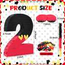 RoundFunny Number 2 Piata Black Red Piata First Birthday Party Supplies for Celebration for Boys Girls Fun Yellow Heart Black and Red Themed Party Decor 14.9 X 11 X 2.8 Inches