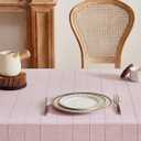 ZeeMart Linen Checked Table Cloth 60x84 Inches (Fit 5ft, Narrow Fit 6ft Rectangle Table), Farmhouse Style Plaid Embroidered Water Resistant Table Cover, Pink