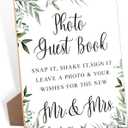 Toctose 8x11 Inch Wooden Wedding Signs for Ceremony and Reception, Rustic Vintage Photo Guest Book Sign with Stand