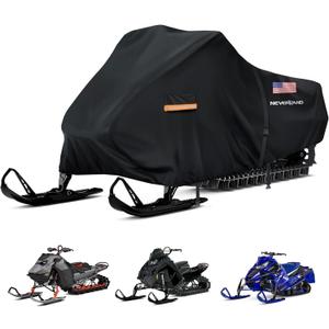 NEVERLAND Heavy Duty 145" Snowmobile Cover - 420D Waterproof Windproof Outdoor Storage with Air Vents, Reflective Accents, Straps & Carry Bag  Fits for Polaris, Yamaha, Ski-Doo, Arctic Cat (145*51*48 inch)