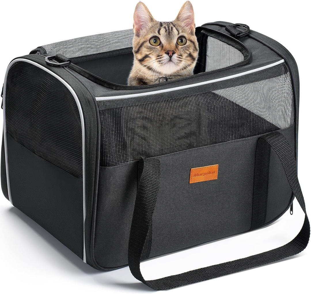 Morpilot Cat Carrier Soft - Portable Pet Carrier for Small or Medium Cats, Dogs and Puppy up to 14lbs, Airline Approved Dog Carrier with Safety Buckle - (Dark Gray) (16.0"L x 10.4"W x 11.2"H)