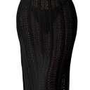 Verdusa Women's Halter Neck Tied Backless Crochet Knitted Bikini Cover Up Dress (Medium, Black)